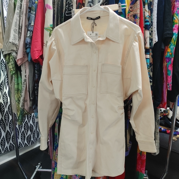 Zara batwing dolman sleeve button up dress - Picture 5 of 10